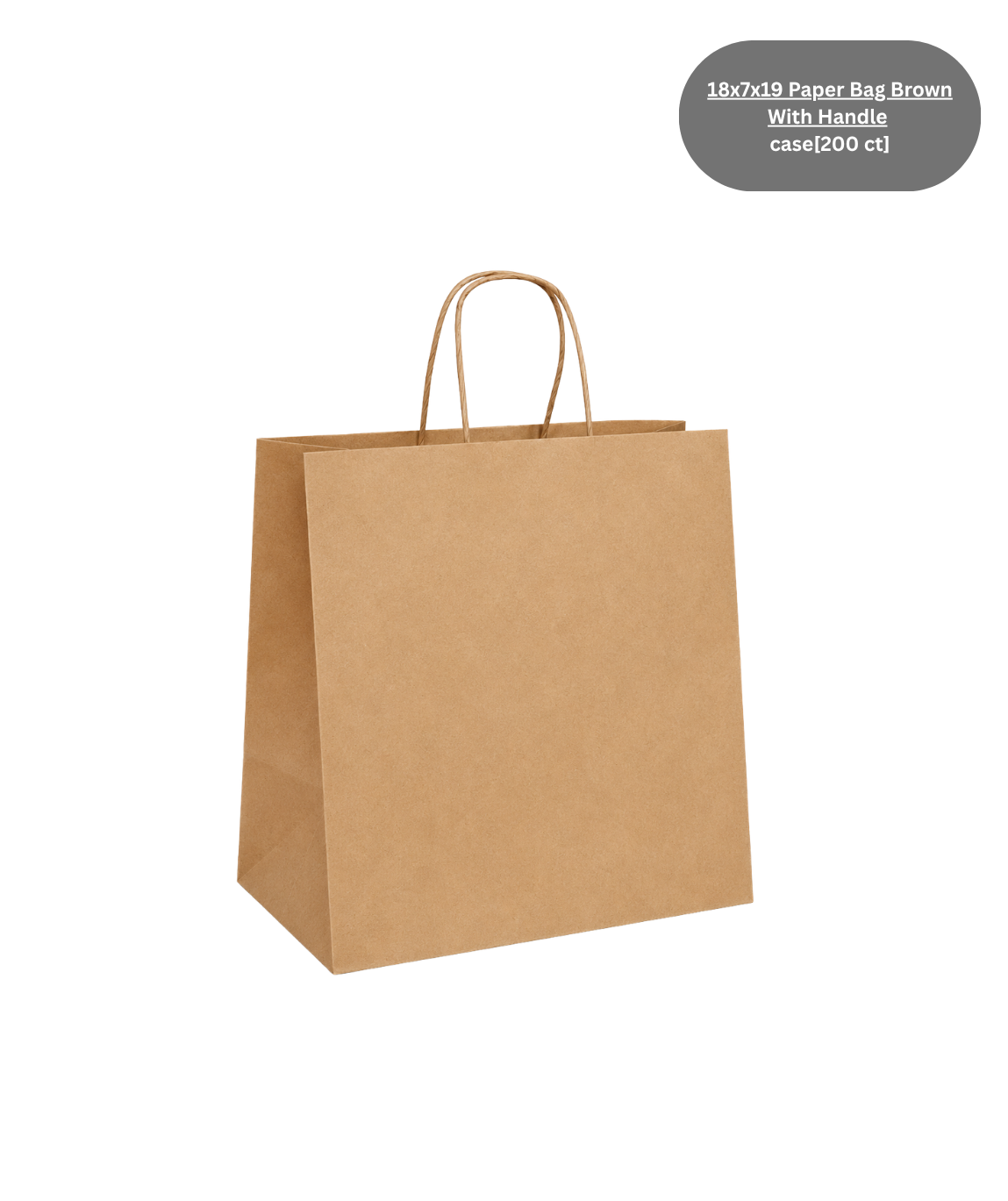 18x7x19 Paper Bag Brown With Handle (case [200ct])