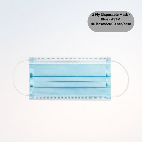 3 Ply Disposable Mask - Blue - ASTM