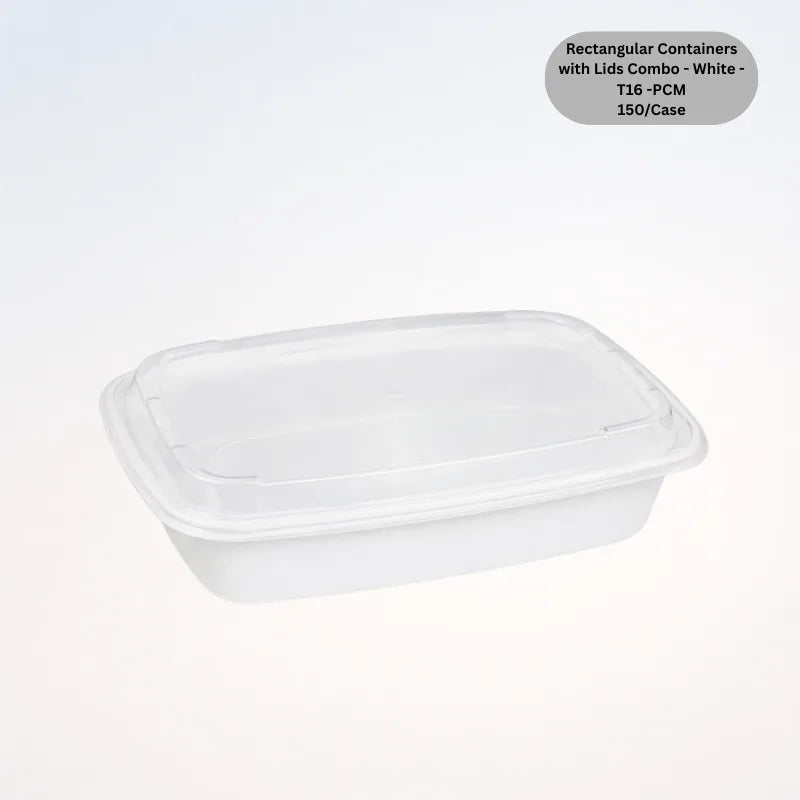 Rectangular Containers with Lids Combo - White -T16 -PCM