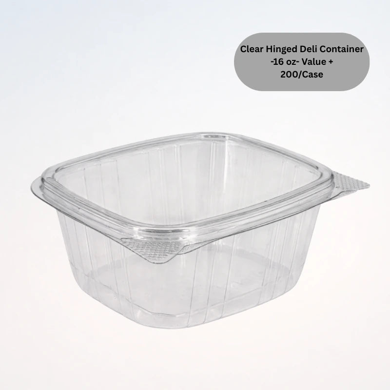 Clear Hinged Deli Container -16 oz- Value +