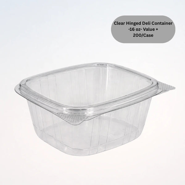 Clear Hinged Deli Container -16 oz- Value +