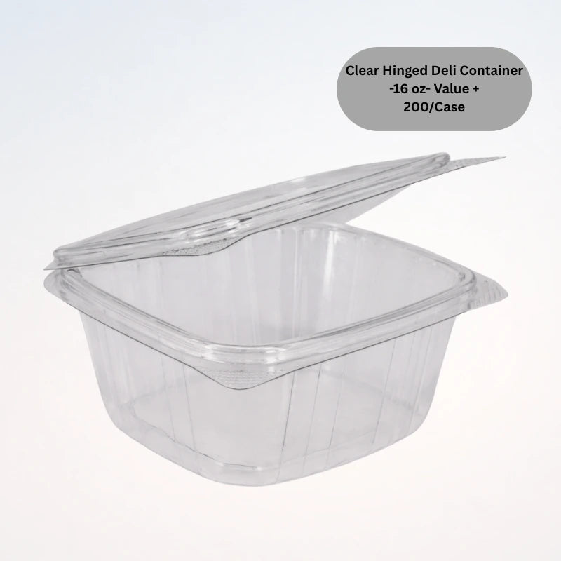Clear Hinged Deli Container -16 oz- Value +