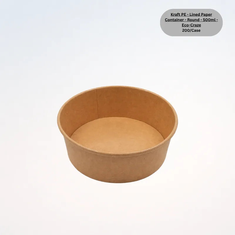 Kraft PE - Lined Paper Container - Round - 500ml - Eco-Craze