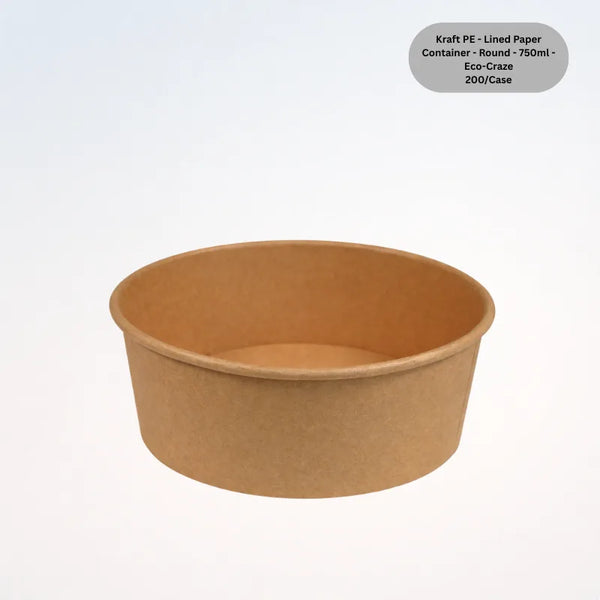 Kraft PE - Lined Paper Container - Round - 750ml - Eco-Craze