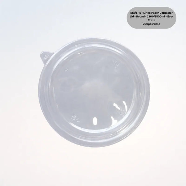 Kraft PE - Lined Paper Container Lid - Round - 1300/1500ml - Eco-Craze