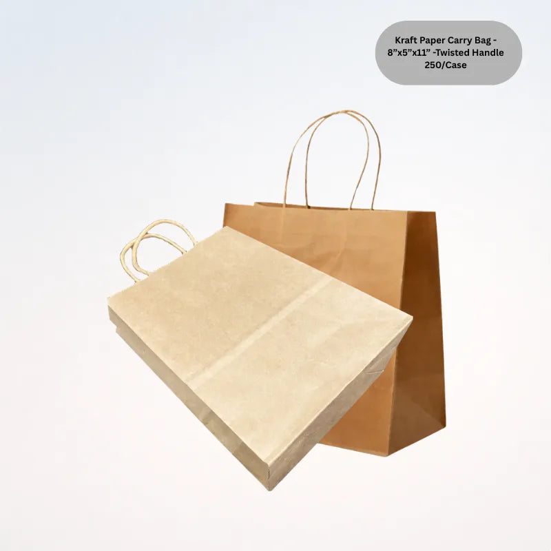 Kraft Paper Carry Bag - 8”x5”x11” -Twisted Handle