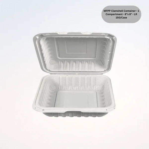 MFPP Clamshell Container - 1 Compartment - 8”x 8