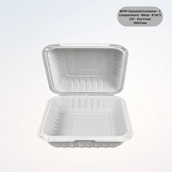 MFPP Clamshell Container - 1 Compartment - White - 8