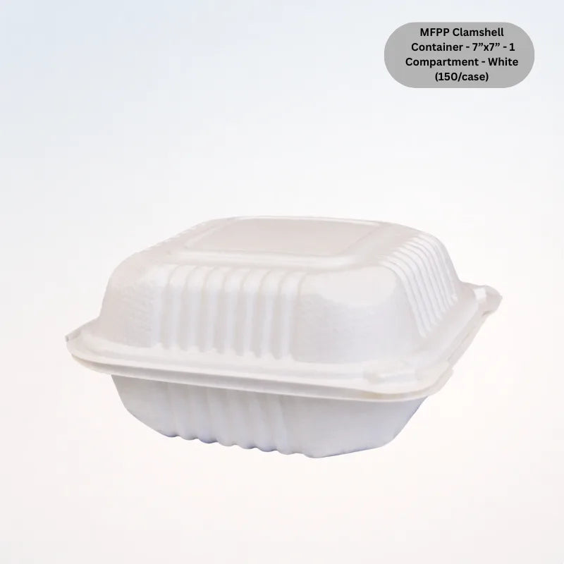 MFPP Clamshell Container - 7”x7” - 1 Compartment - White