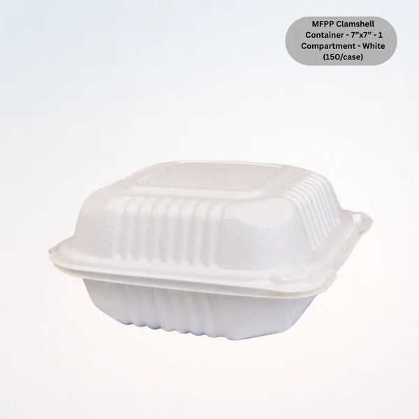 MFPP Clamshell Container - 7”x7” - 1 Compartment - White