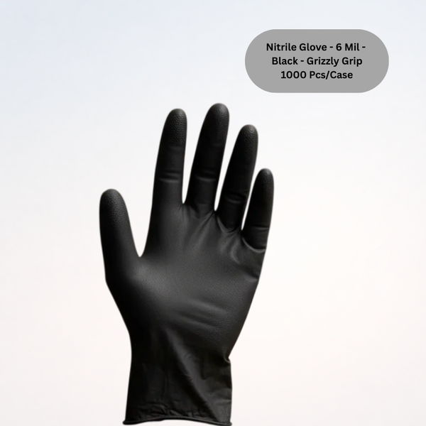 Nitrile Glove - 6 Mil - Black - Grizzly Grip