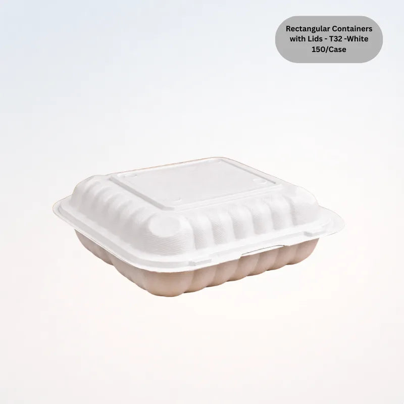 Rectangular Containers with Lids - T32 -White