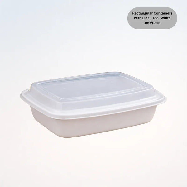 Rectangular Containers with Lids - T38 -White