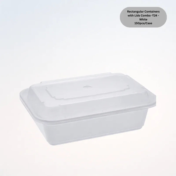 Rectangular Containers with Lids Combo -T24 - White