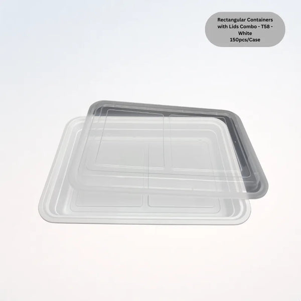 Rectangular Containers with Lids Combo - T58 - White