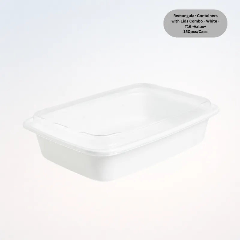 Rectangular Containers with Lids Combo - White - T16 -Value+
