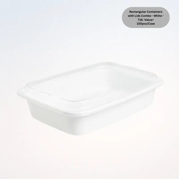 Rectangular Containers with Lids Combo - White - T16 -Value+
