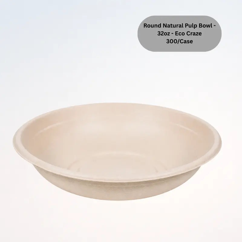 Round Natural Pulp Bowl - 32oz - Eco Craze