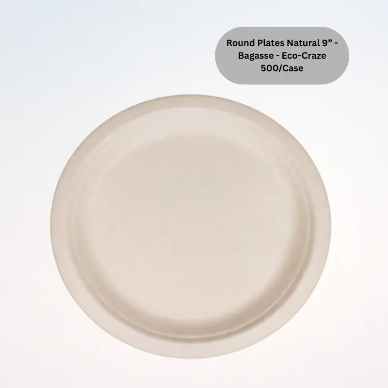 Round Plates Natural 9” - Bagasse - Eco-Craze