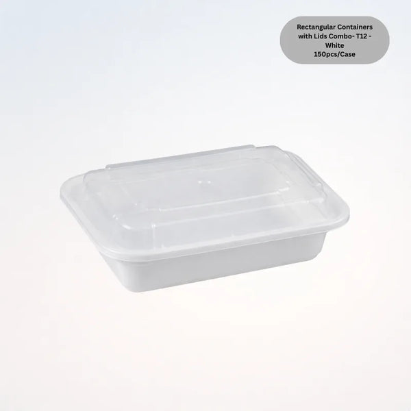 Rectangular Containers with Lids Combo- T12 - White