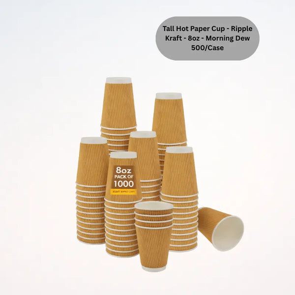 Tall Hot Paper Cup - Ripple Kraft - 8oz - Morning Dew