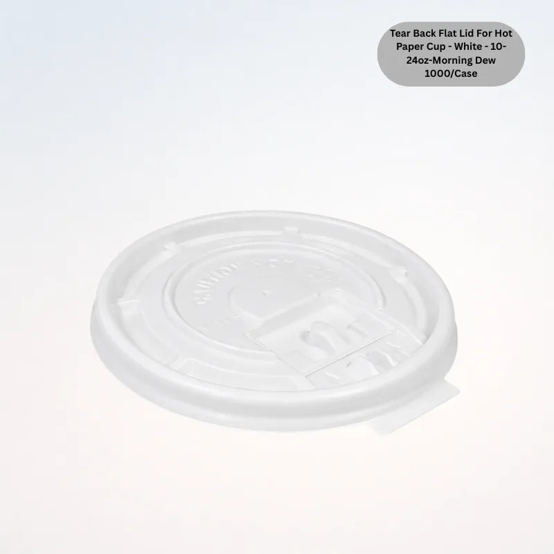 Tear Back Flat Lid For Hot Paper Cup - White - 10-24oz-Morning Dew