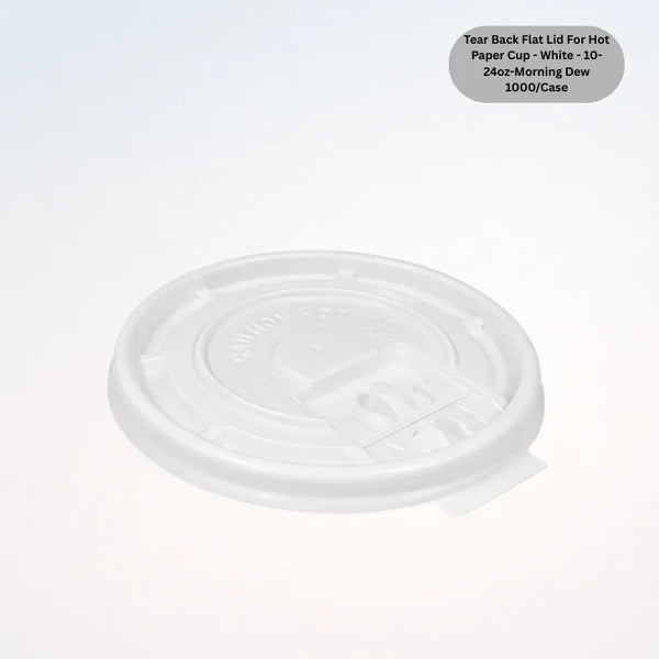 Tear Back Flat Lid For Hot Paper Cup - White - 10-24oz-Morning Dew
