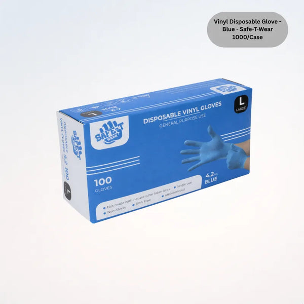 Vinyl Disposable Glove - Blue - Safe-T-Wear