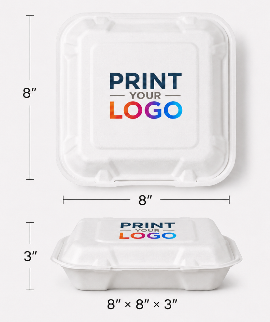 Customised Bagasse Clamshell Container - 8*8