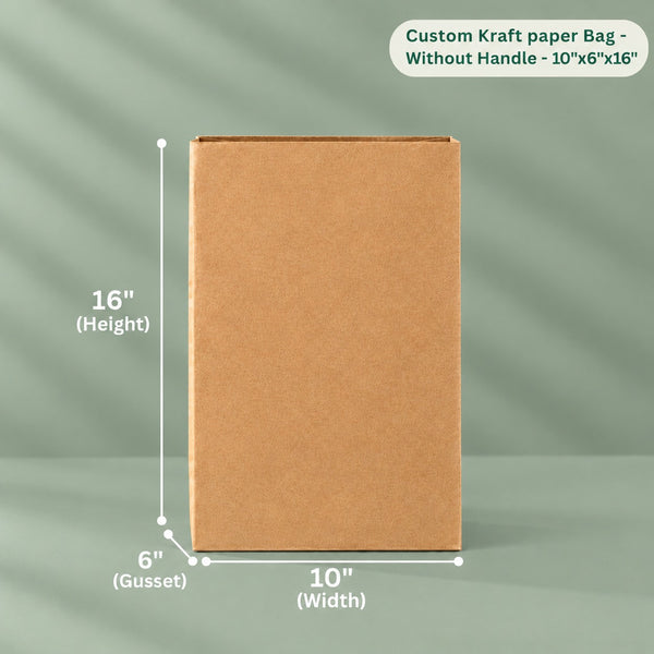 Custom Kraft Paper Bag - Without Handle -10x6x16
