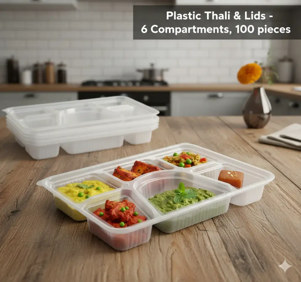 plastic thali and lids 100 pieces.webp