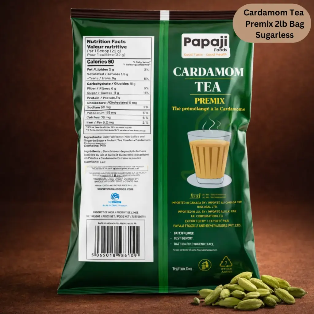 sugarless Cardamom Tea Premix 2lb Bag back.webp