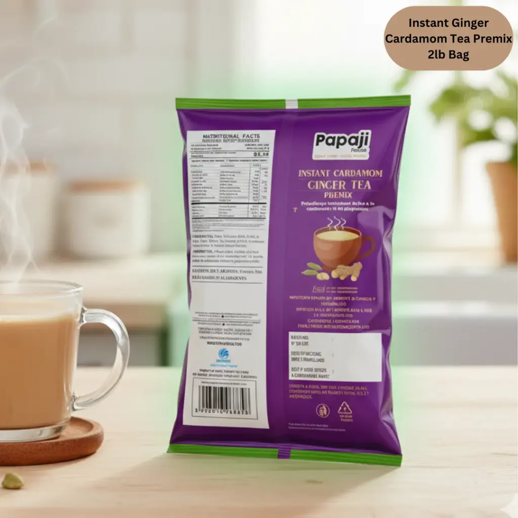 Instant Ginger Cardamom Tea Premix 2lb Bag back.webp
