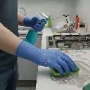 blue 5 mil nitrile gloves in pleaning purpose.webp
