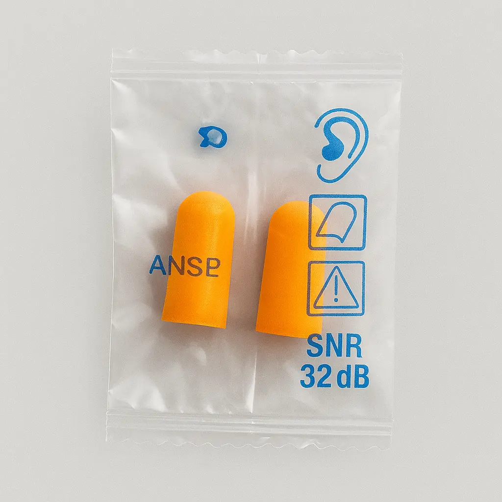 Bullet-Shaped Individually Wrapped Disposable Earplugs, Uncorded