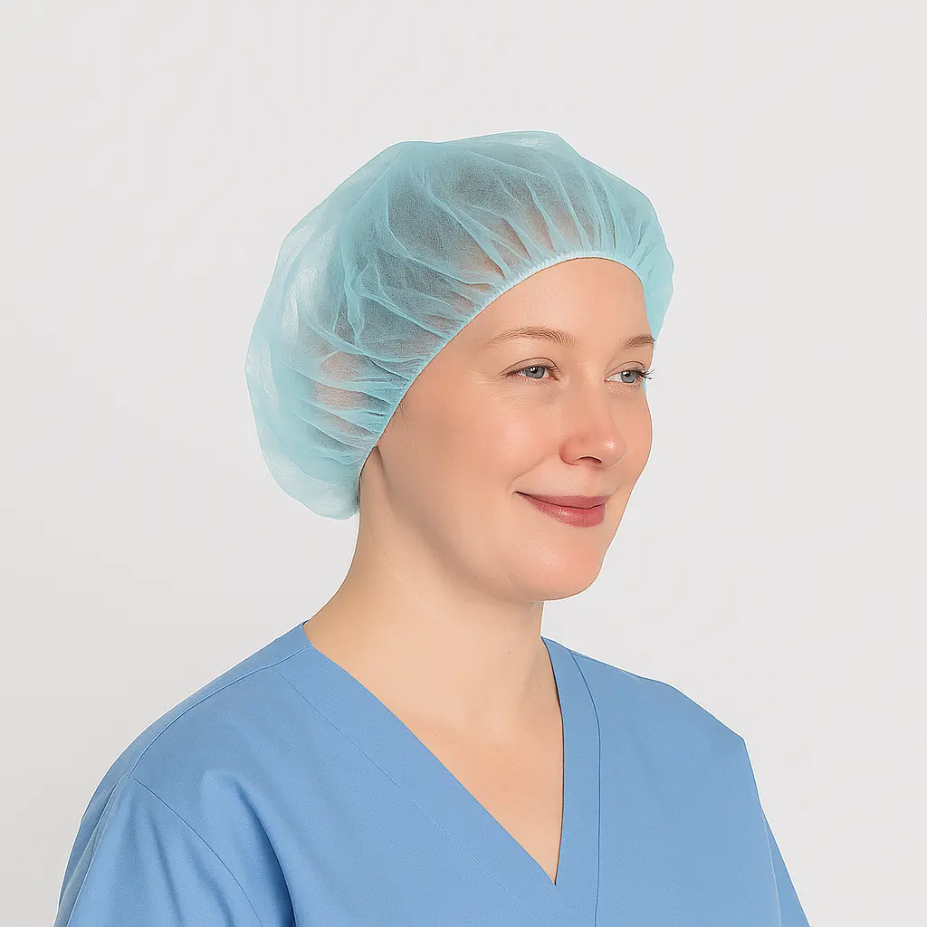 [DEFAULT41] Bouffant Caps Pleated (Blue, 21 Inch)