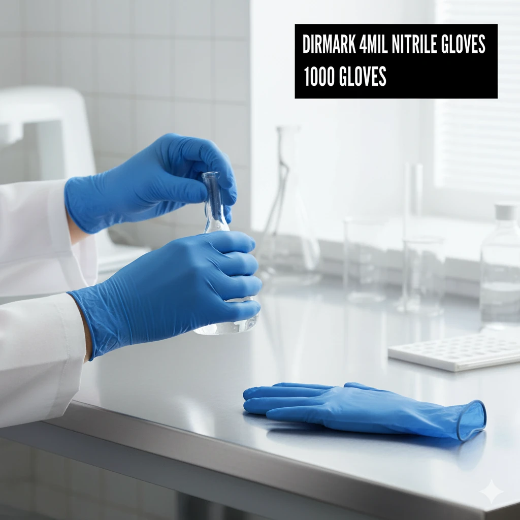 [DEFAULT74] Blue Nitrile Exam Gloves - 4 Mil Dirmark (Small)