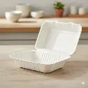 Bagasse Clamshell Container - 9"x 6" (150/case)