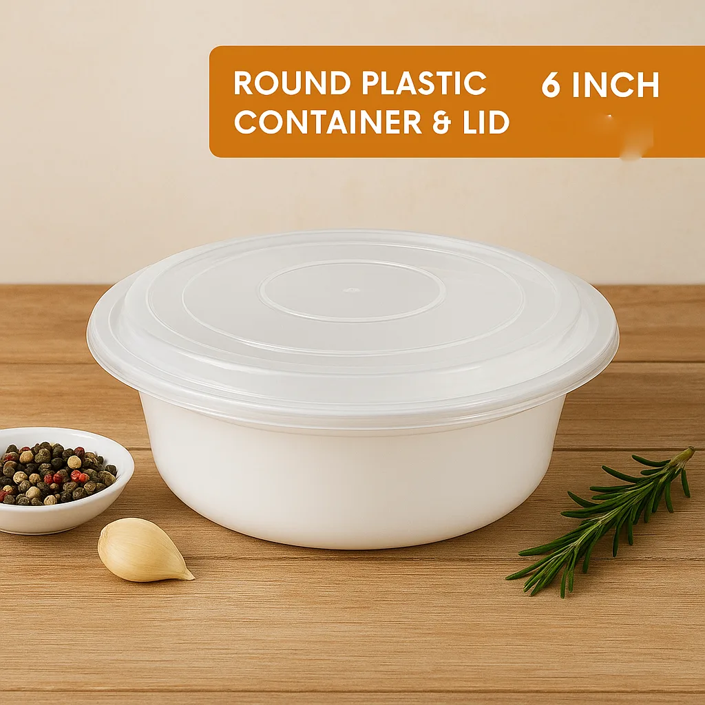 Round Plastic Container & Lid 16 oz - 6 inch"