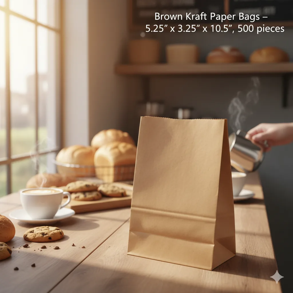 #5 Brown Kraft Paper Bags – 5.25" x 3.25" x 10.5