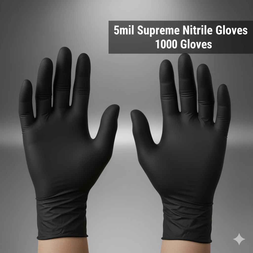 Black Nitrile Gloves - 5 Mil Supreme 