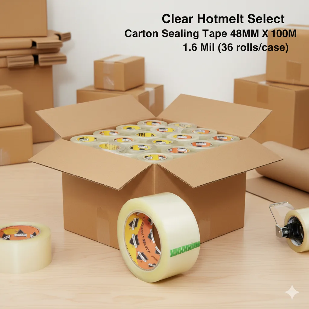 Clear Hotmelt Select Carton Sealing Tape 48MM X 100M 1.6 Mil