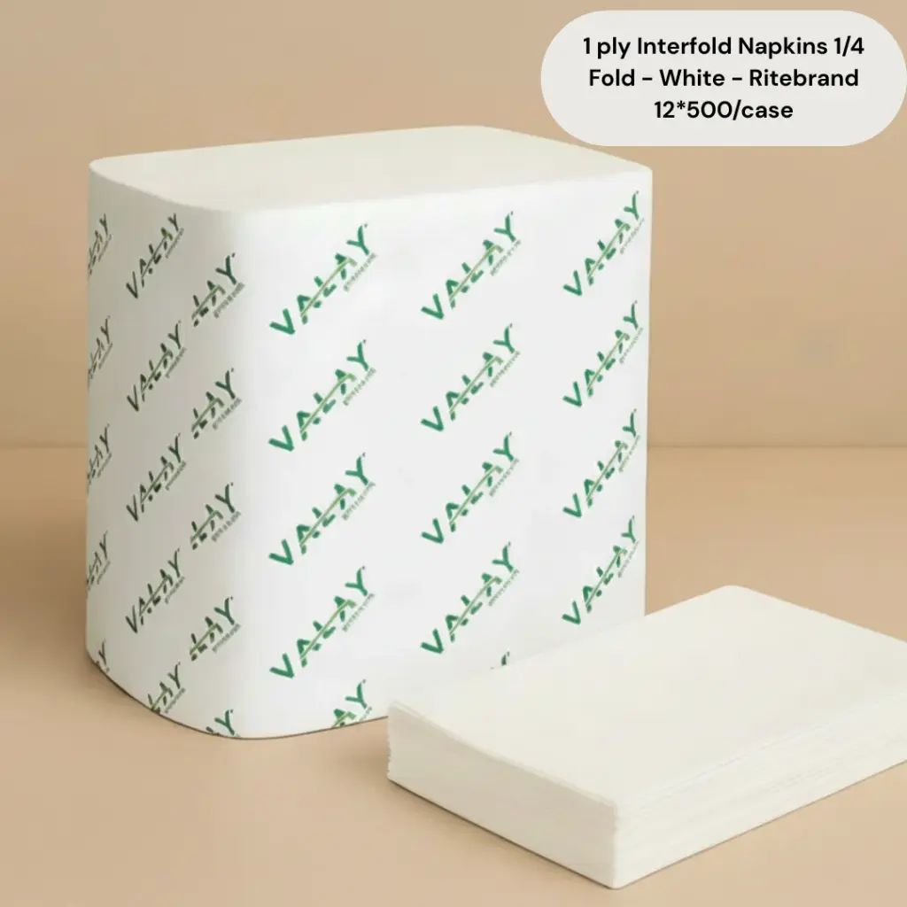 1 ply Interfold Napkins 1/6 Fold - White - Mayfair .